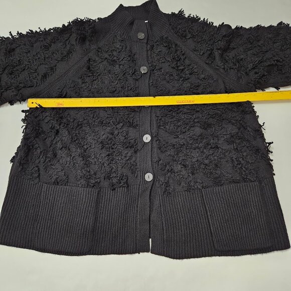 NWT J. Jill Textured Fringe Cardigan Button Front Black Fluffy Cozy 3X - Picture 12 of 13